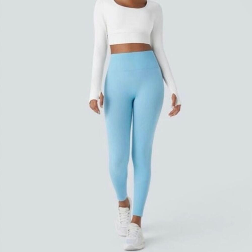 Halara‎ Seamless Butt Lifting Leggings Blue Topaz 7/8 Yoga Sculpt Activewear S